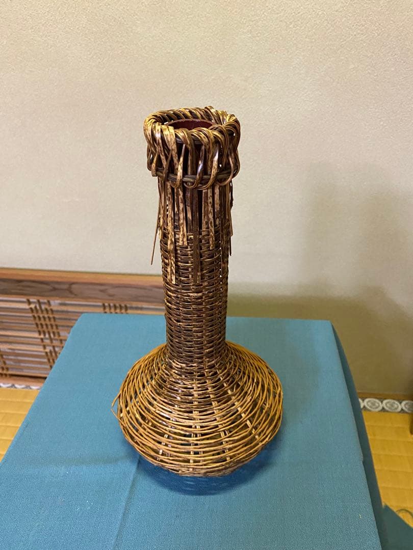 茶道具/花入 鶴首籠虎 竹籠花入