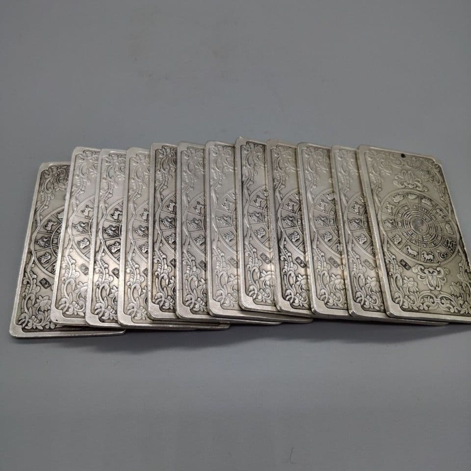 12点セット 金属工芸 浮き彫り 細工 十二干支 希少 中国美術 茶道具