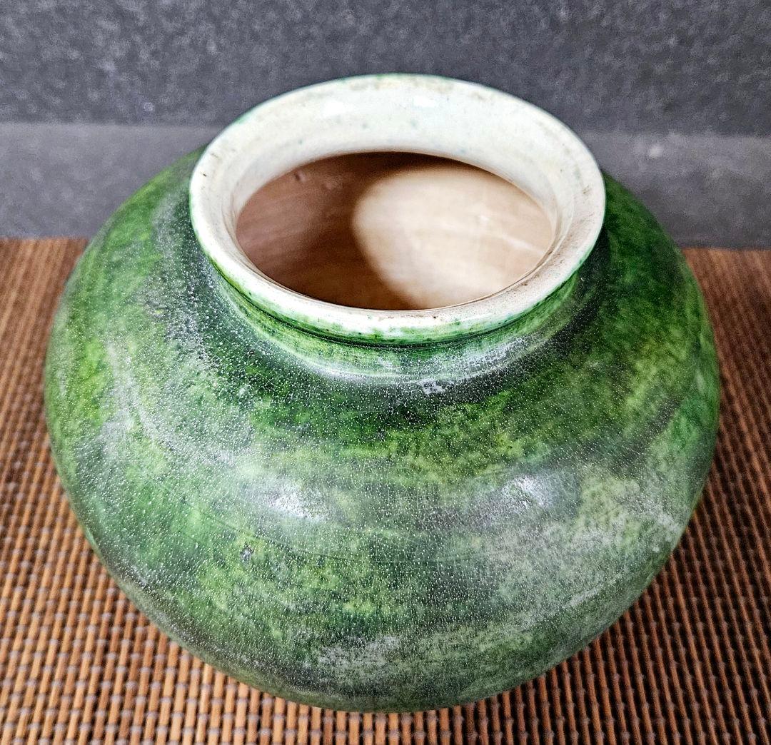 中国古美術　中国古陶磁器　中国古玩　遼時代　遼緑釉　丸壺　罐　漢緑釉　古代中国