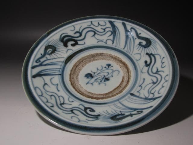 ★　古伊万里　染付龍図皿　味わい深い一品です★x306