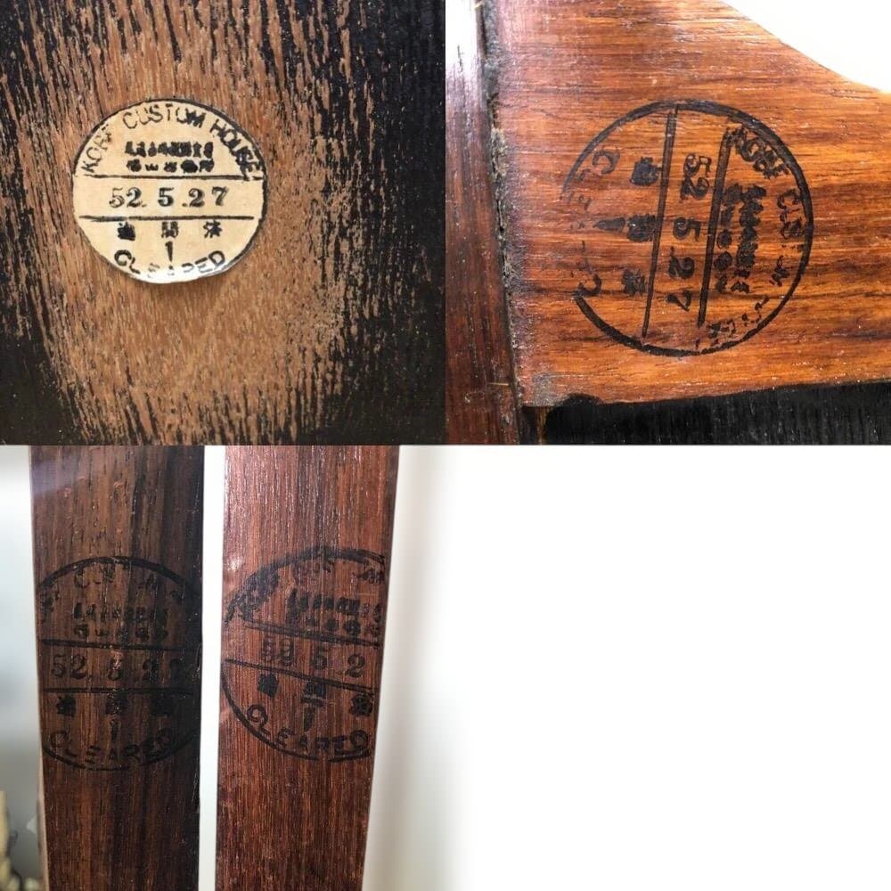 昭和52年製 木象嵌 三連衝立 松に孔雀 瑞鳥 神戸税関検査印 260117-1