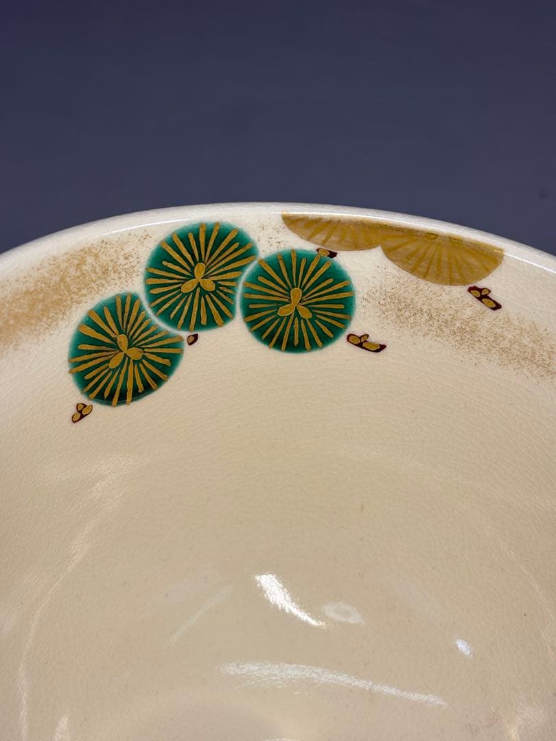 【中古品】福本未来造　色絵唐松茶碗（共箱）