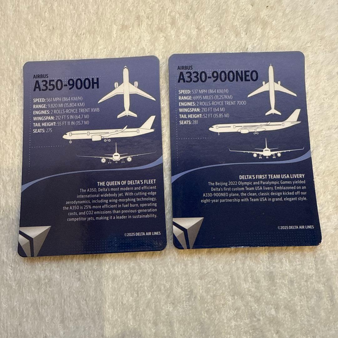 デルタ航空　トレーディングカード2枚セット　新品　レア　入手困難