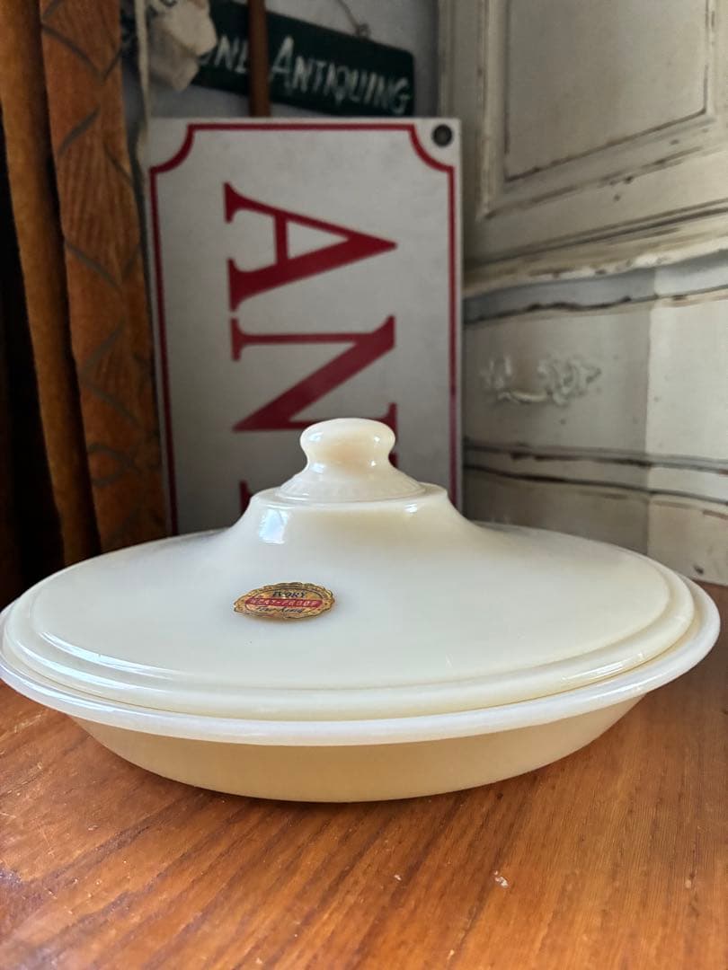 ファイヤーキング　パイ　プレート　キャセロール　アイボリー　テーブルサーバー美品