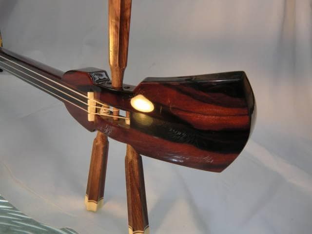 新品未使用(送料無料)79.800円　盛嶋開鐘蛇皮強化張チーガに縞黒檀棹セット