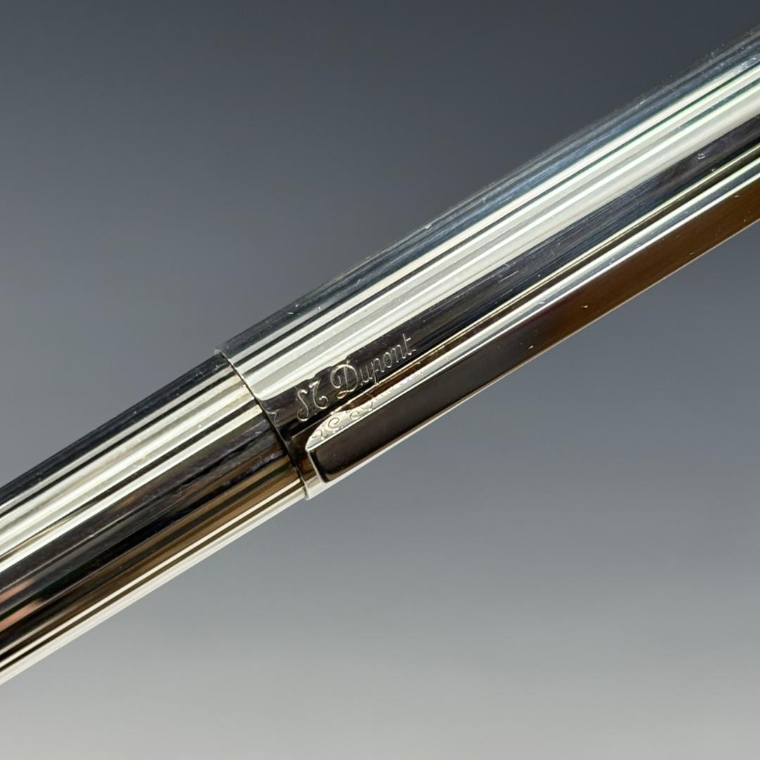 状態良【デュポン/S.T.Dupont本物】万年筆/シルバー/ペン先K18
