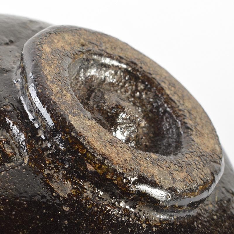 茶道具　芳幽斎　加藤石春作　黒楽茶碗　共箱　M　R6919