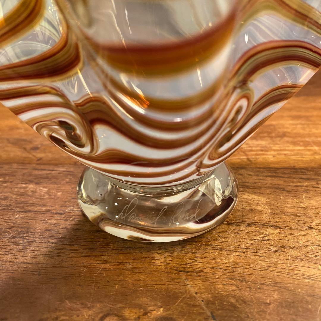 ヴィンテージフラワーベース マーブルガラス ムラーノ オブジェ