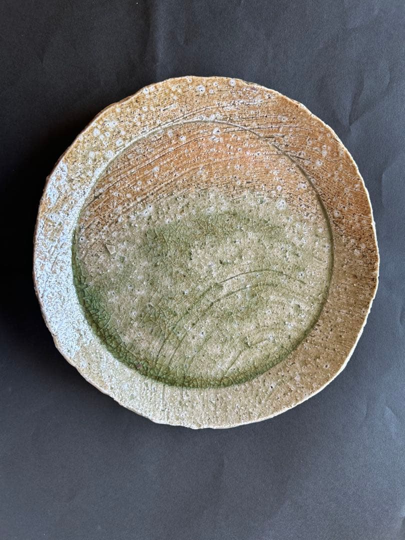 伊賀焼　灰釉　盛皿　大皿約26㎝　蓮 善隆 作家物 工芸品　25年以上前の作品