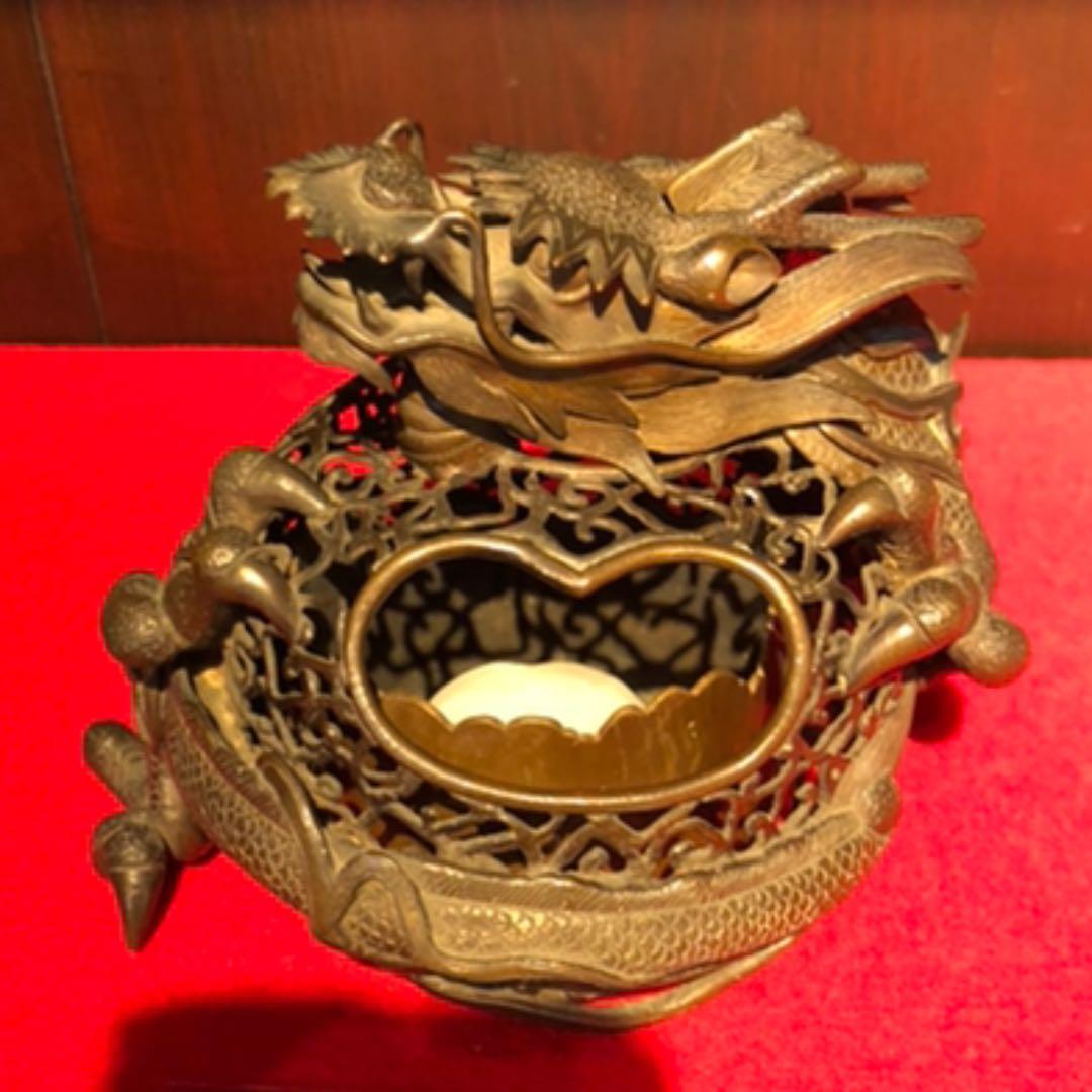 古銅　龍香炉