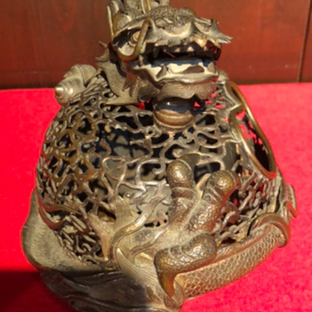 古銅　龍香炉
