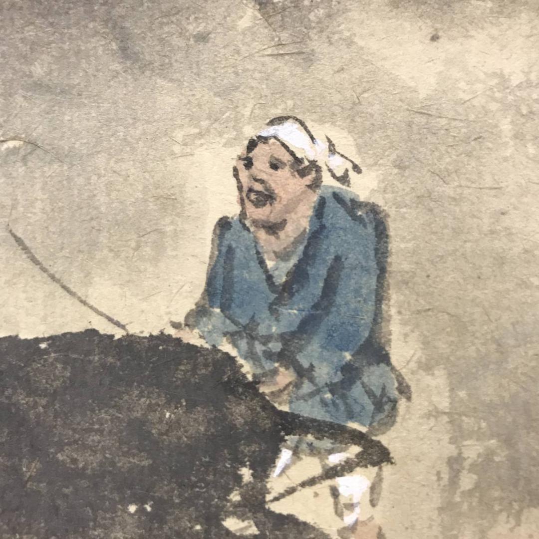 【真作】深田直城/梅林牧童図/山水図/人物図/牛図/掛軸/名家伝来/AC-262