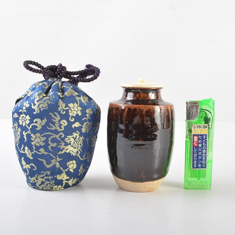 Gojyo　茶道具　加藤弥右衛門作　瀬戸茶入　仕覆付　共箱　V　R6107