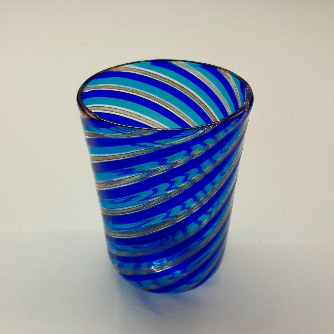 MURANO ムラノ 金彩 ブルー ライン グラス