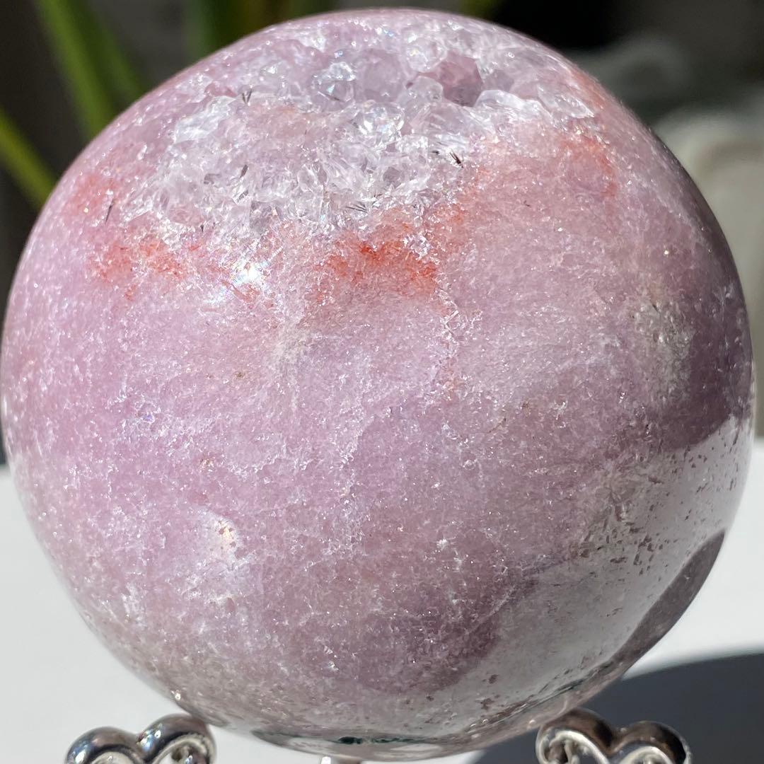 【 天然石 ピンクアメジスト クォーツ スフィア 約68ミリ 】