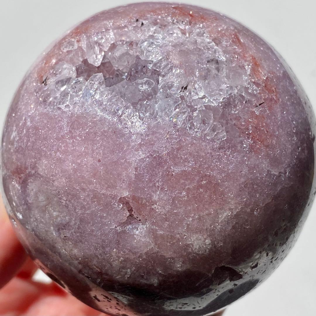 【 天然石 ピンクアメジスト クォーツ スフィア 約68ミリ 】