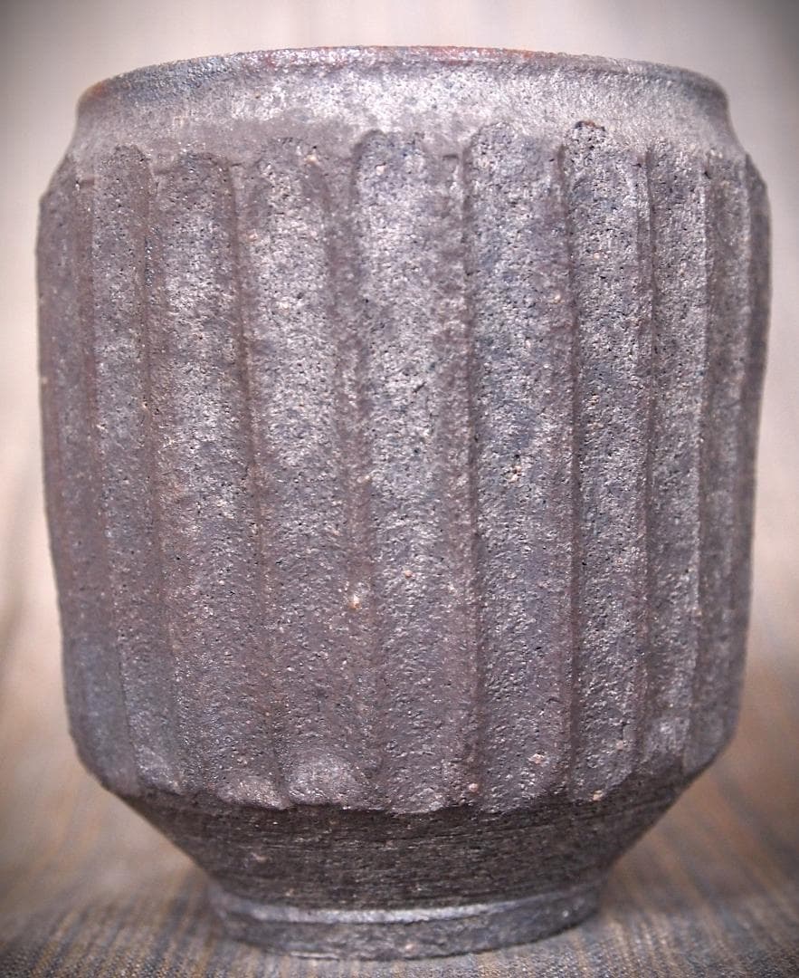 希少作★中里隆★焼き締めしのぎ文湯のみ★栞