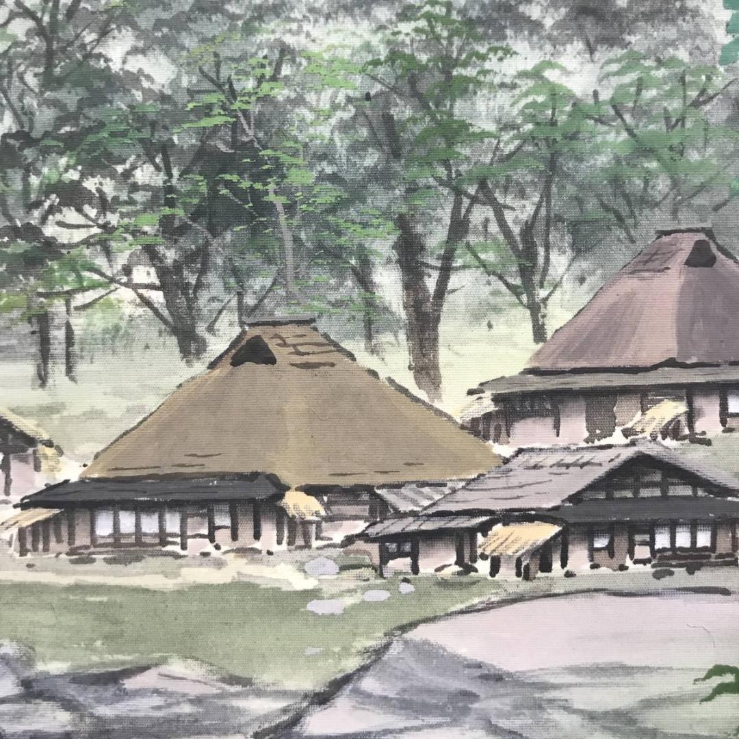 【真作】百瀬徳三郎/青緑山村図/山水図/横物/掛軸/名家伝来/AC-156