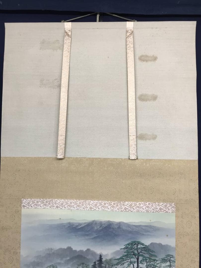 【真作】百瀬徳三郎/青緑山村図/山水図/横物/掛軸/名家伝来/AC-156