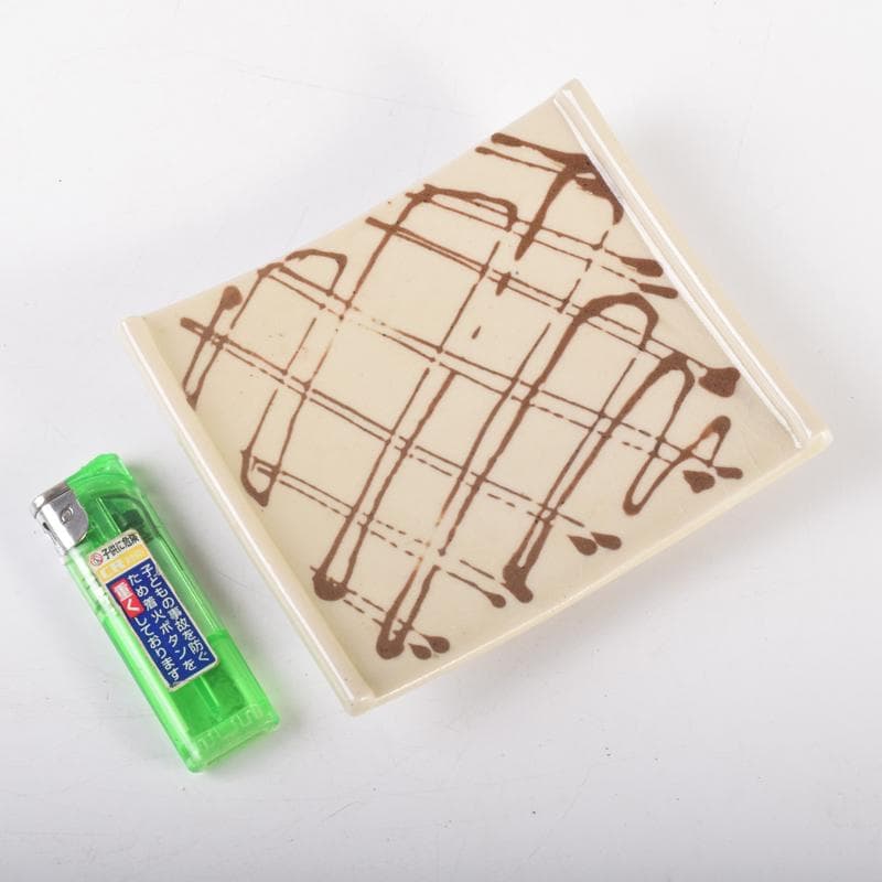 織部焼　四方皿　銘々皿　六客　在銘　共箱　C　6961