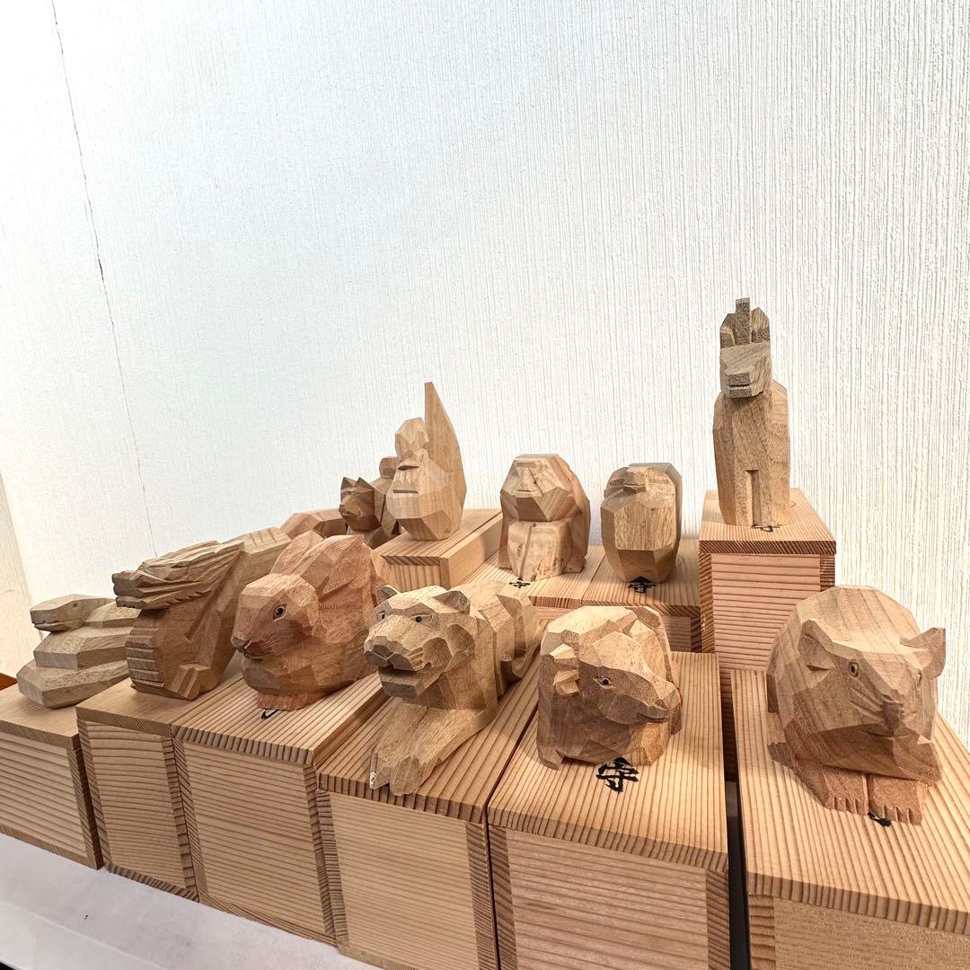 レア！伊勢神宮 木彫り 十二支 干支置物セット 12体 木箱付き