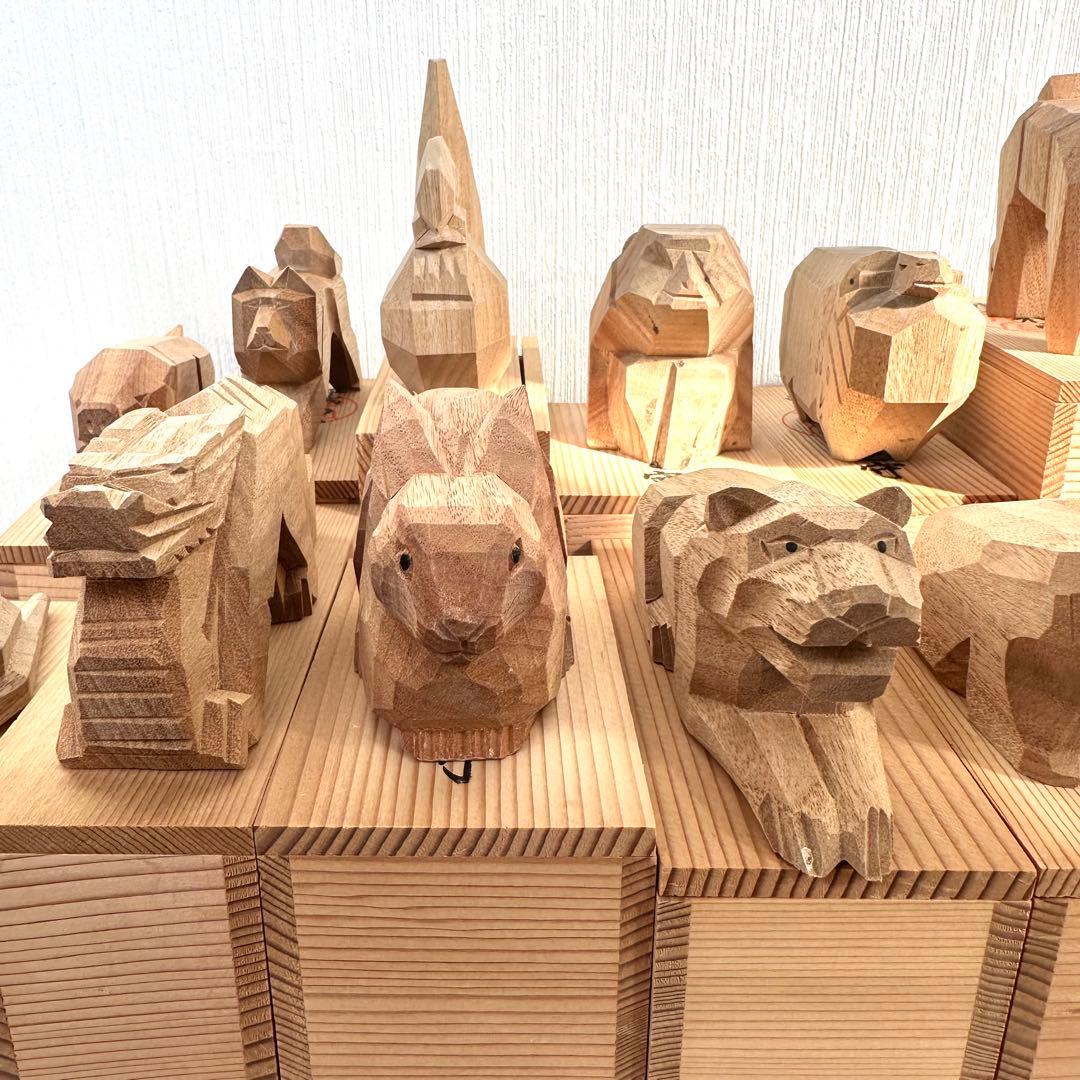 レア！伊勢神宮 木彫り 十二支 干支置物セット 12体 木箱付き