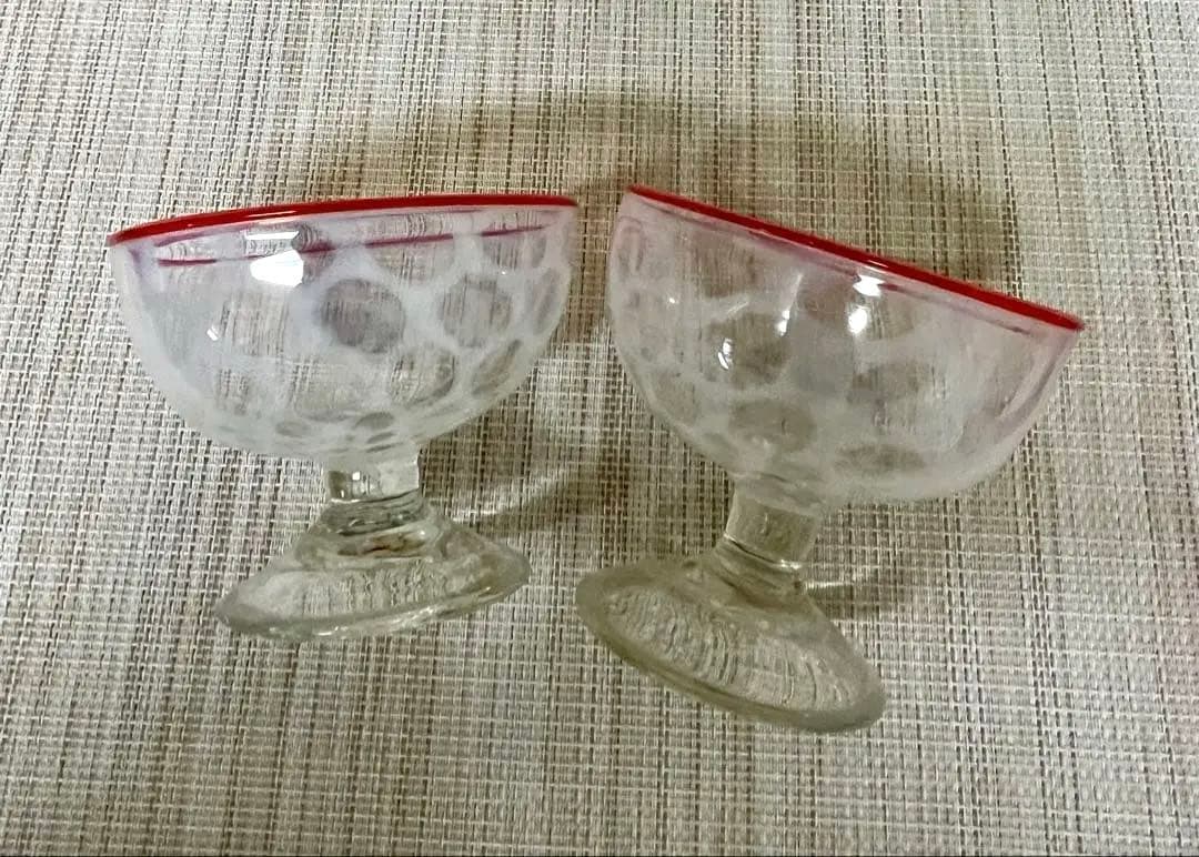 氷コップ 水玉紋様 赤 アンティーク 大正ロマン②