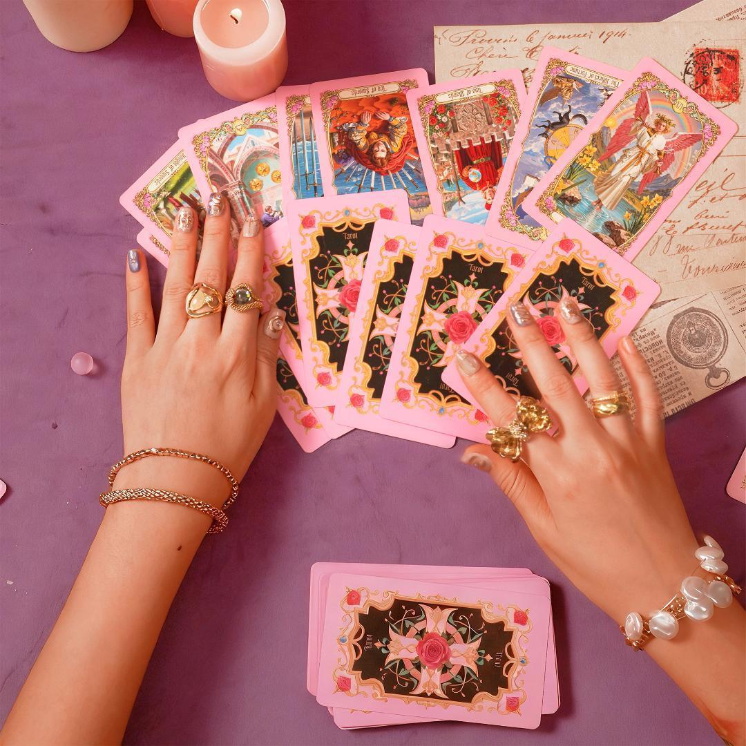 【正規品タロットカード】上品なピンク縁✨優雅で幻想的✨ロマンチックな愛のデッキ
