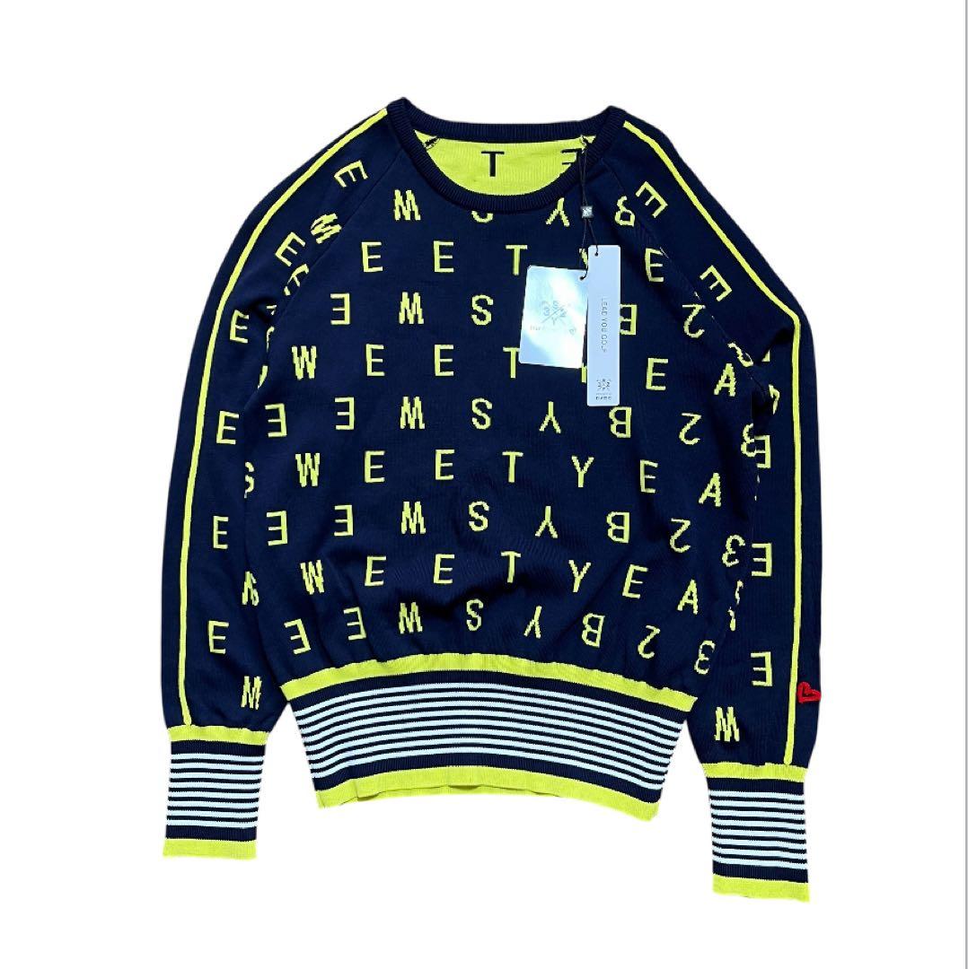 SY32 SWEET YEARS ゴルフレディース ニットシャツ M ネイビー