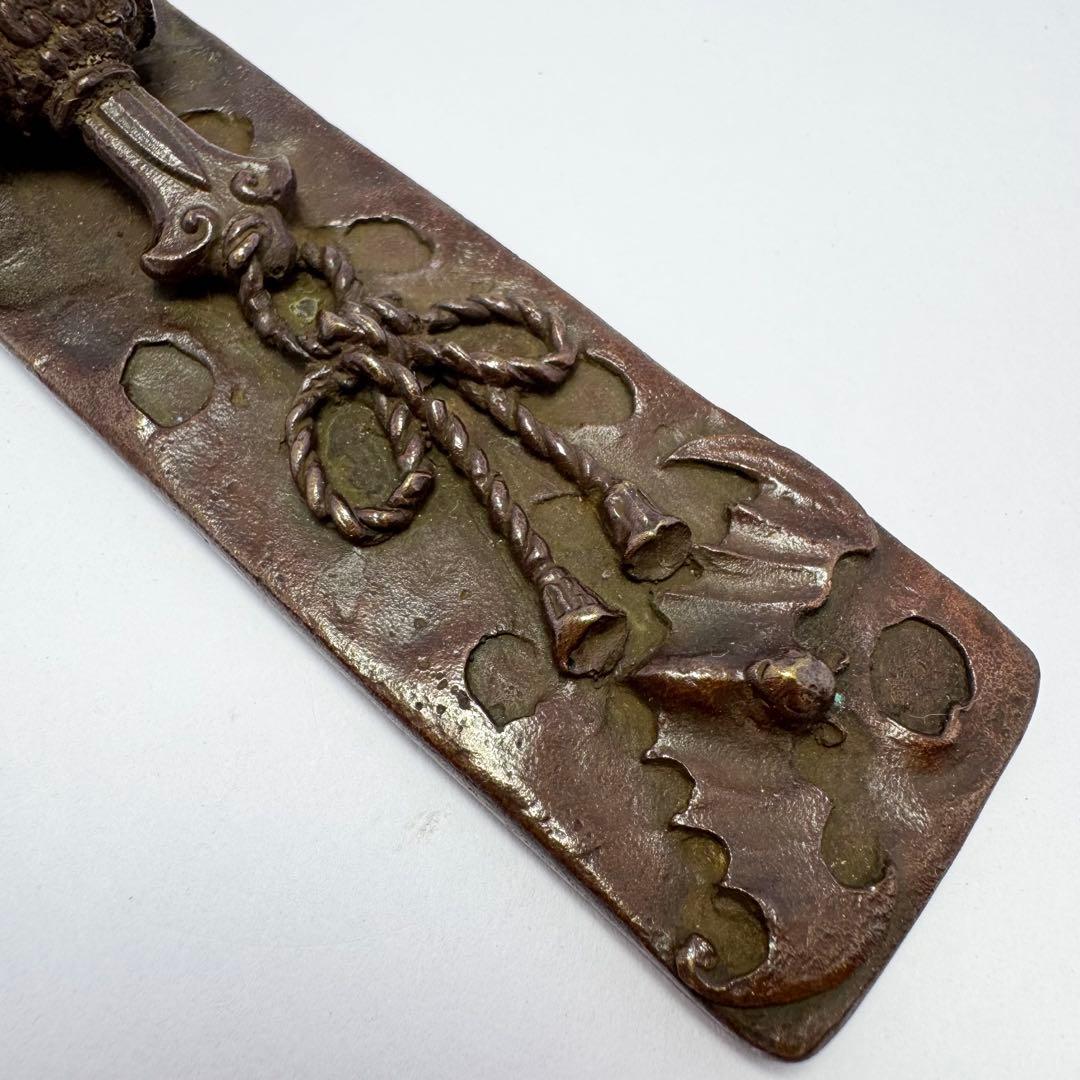 未使用 文鎮 ペーパーウエイト 高岡銅器 二上常太郎作 福禄寿 小槌 共箱