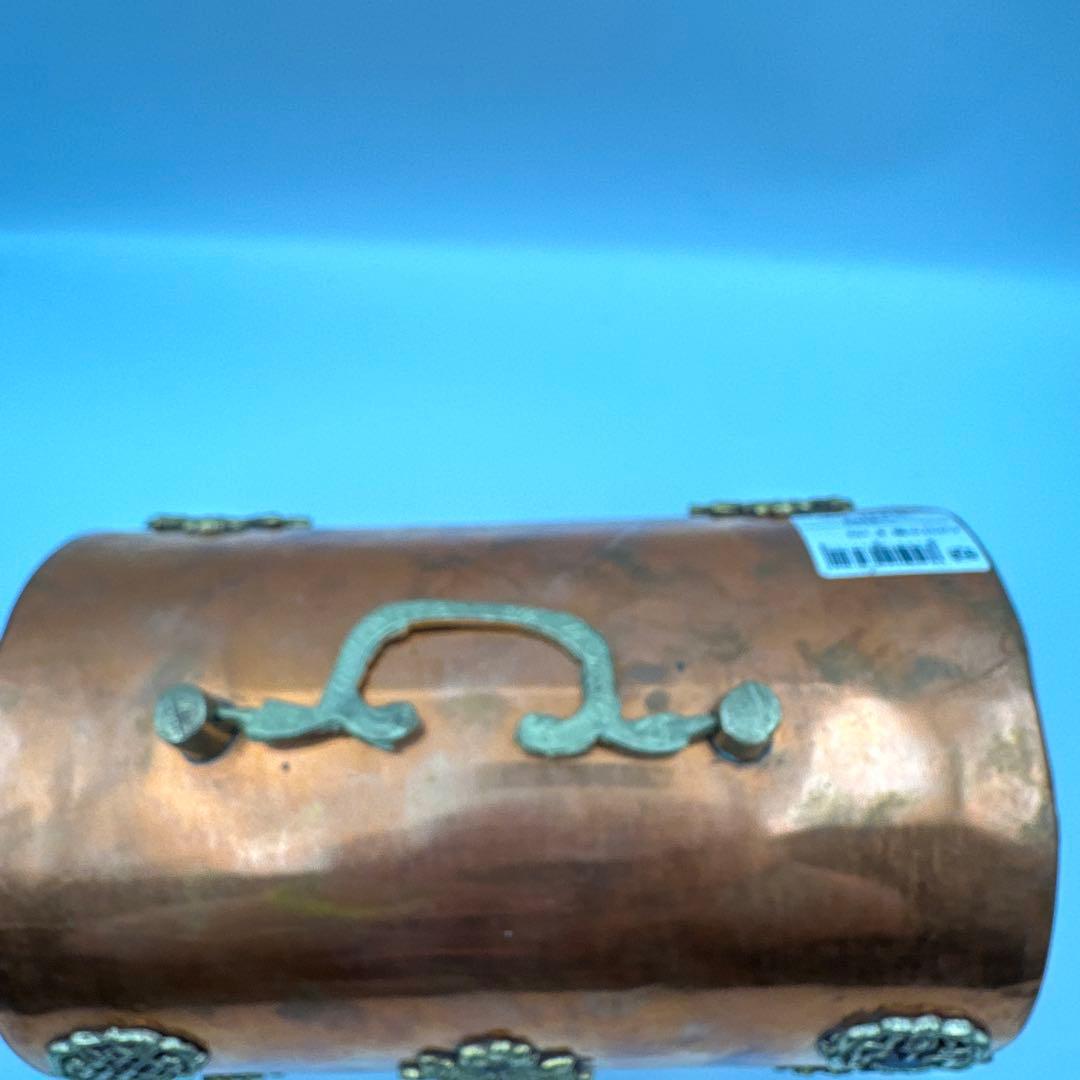 銅製アンティークージュエリーボックス金属装飾付き