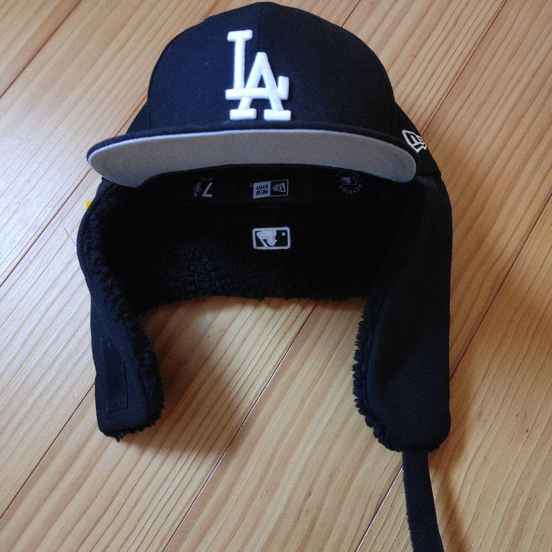 ニューエラ　ドジャース　ボア付きキャップ　ブラック