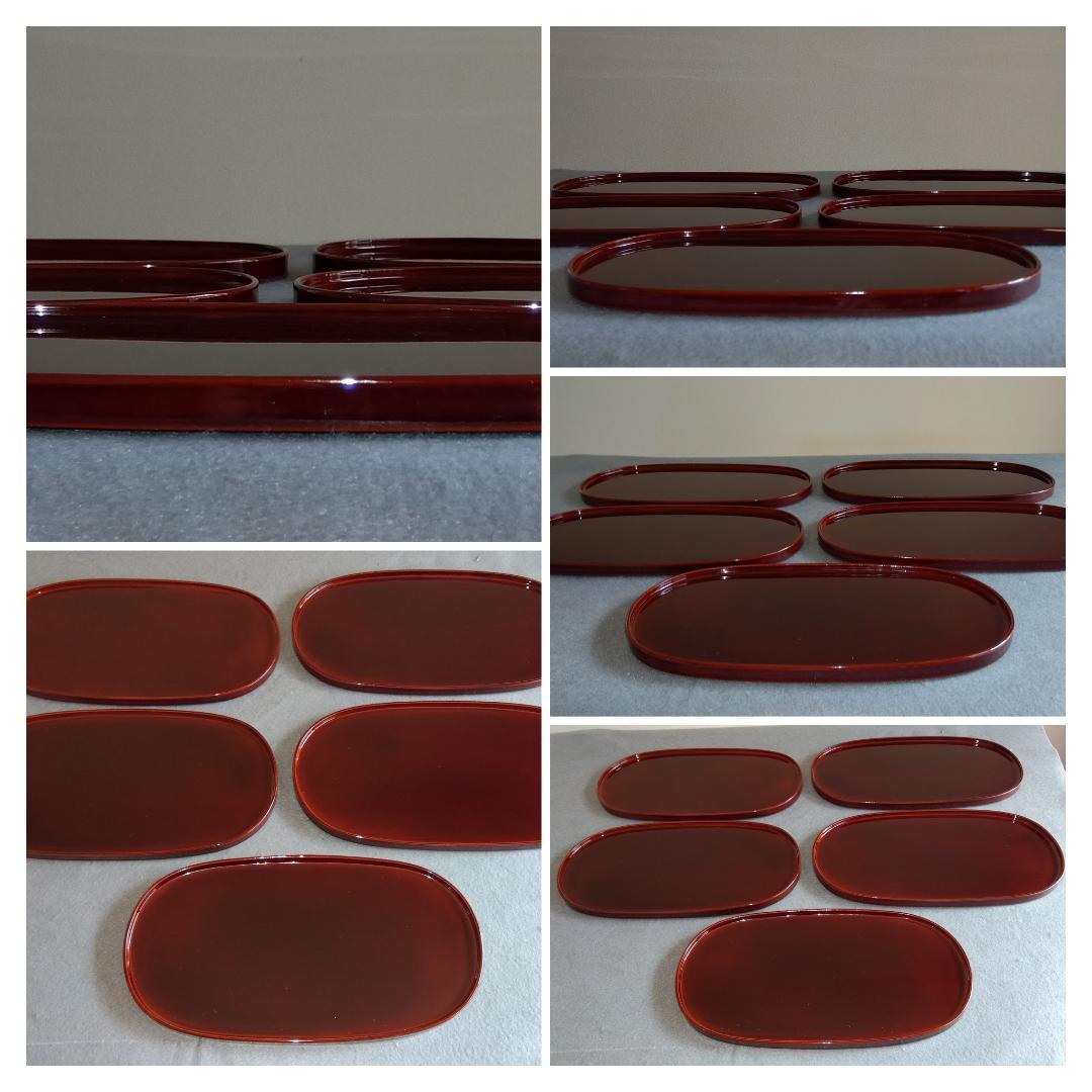 越前漆器　溜塗　極上品質菓子皿【多目的中皿】5客セット