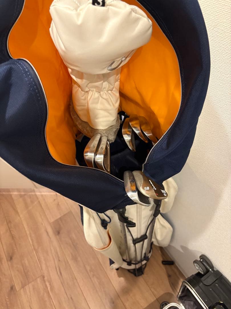 ミズノ BOLSA ゴルフキャディバッグ ホワイト/ネイビー