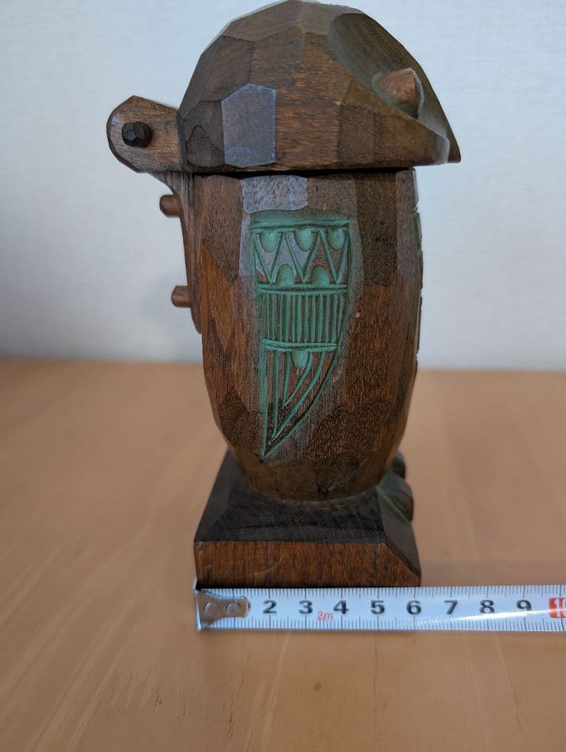 砂澤ビッキデザイン　フクロウ型木製煙草入れ