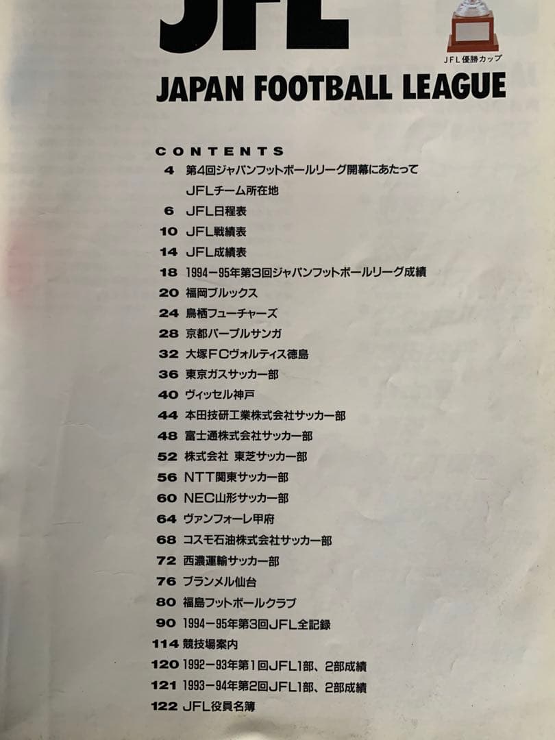 入手不可能！1995-1996・JFL公式プログラム