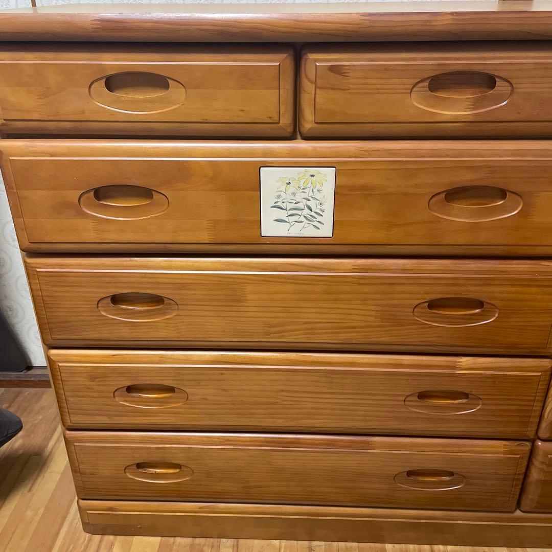 カントリー調木製タンス 引き出し10個 ナチュラルウッド