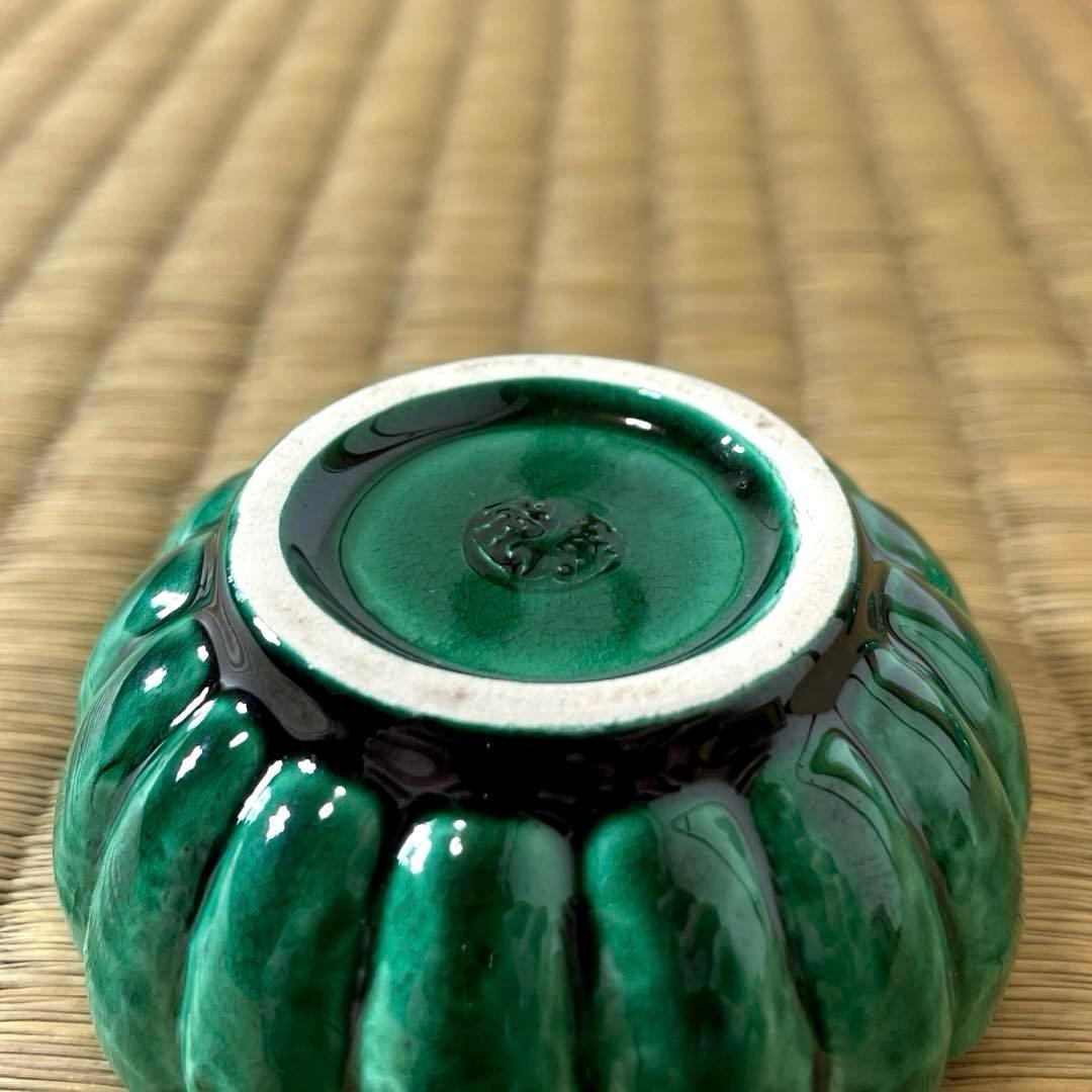 #XG441 陶芸家・中村翠嵐・香合・青交趾・交趾焼・鞠蟹文様・共箱栞布付・香合