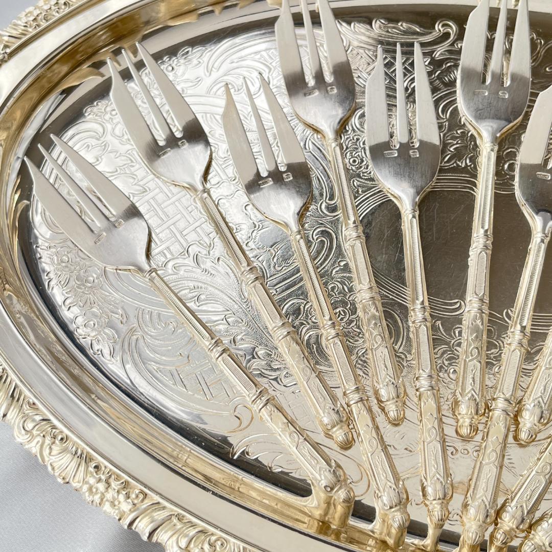 【SFAM】 ロシア様式のケーキフォーク 12本組 仏蘭西 14cm ケース