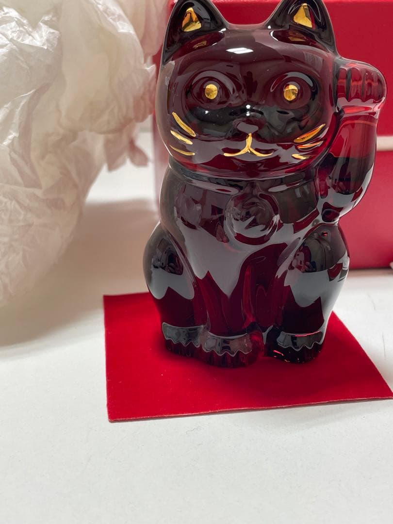 バカラ ラッキーキャット 招き猫 赤 レッドオーナメント クリスタル