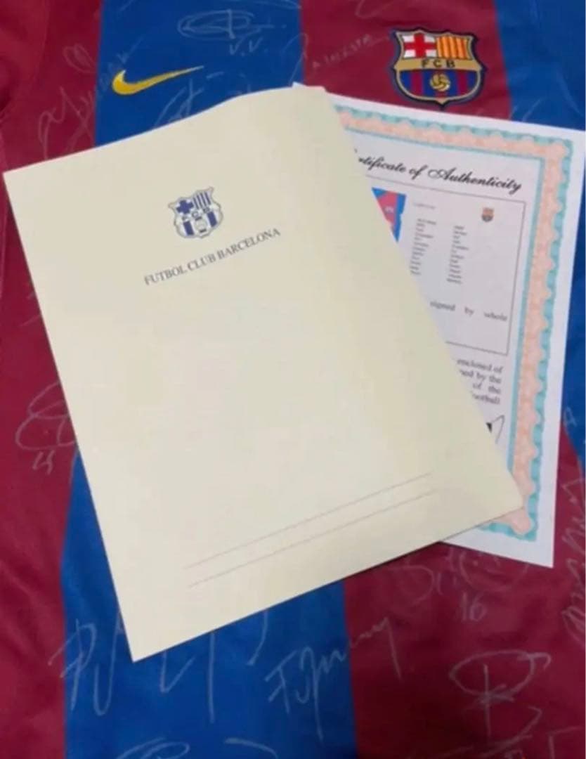 バルセロナ 選手実使用ユニフォーム 証明書付き チーム直筆サイン