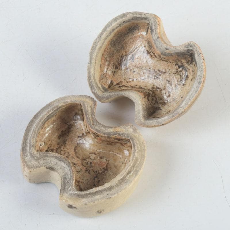 茶道具　加藤春岱作　瀬戸織部　分銅香合　時代箱　V　9896