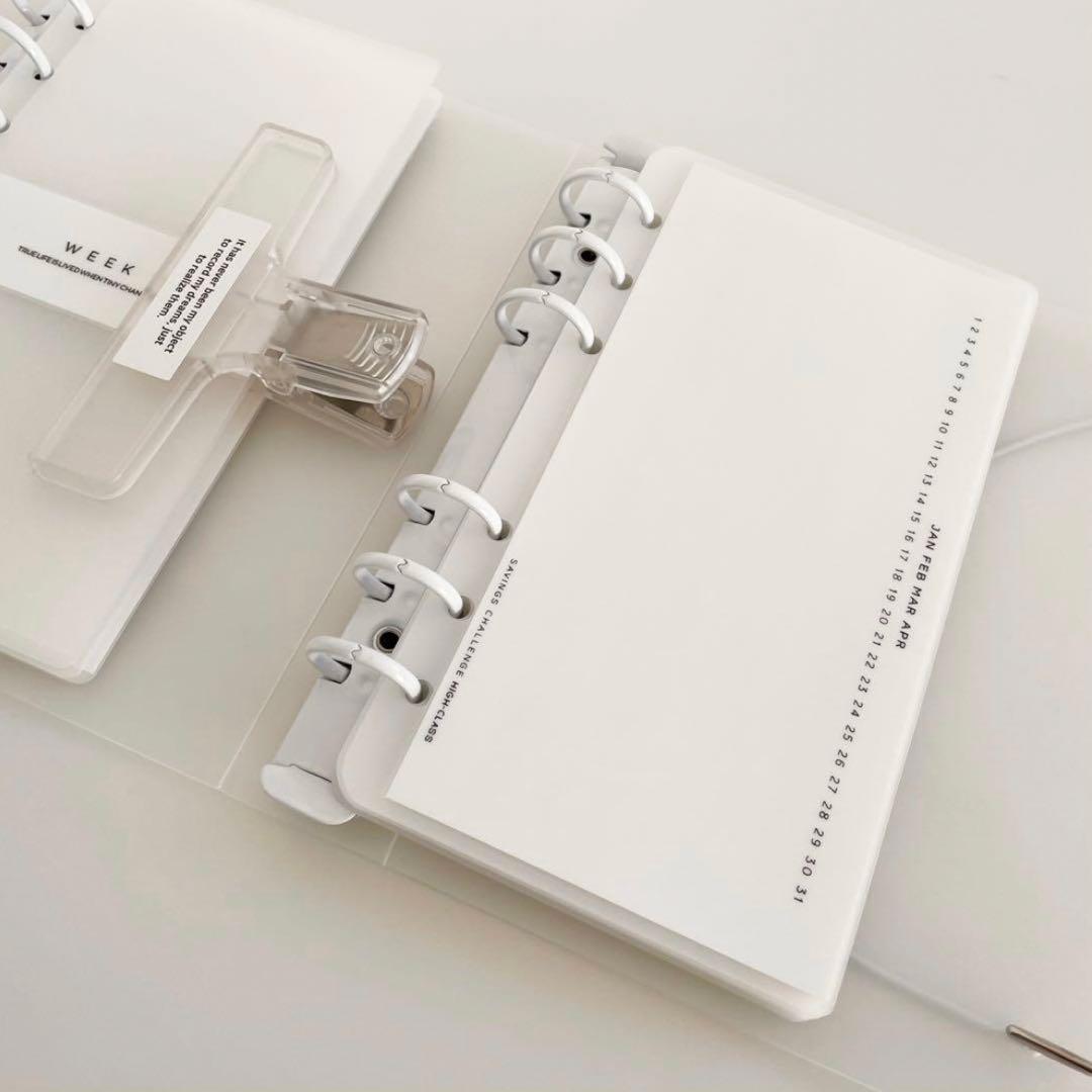 恵美　韓国　貯金　バインダー　リフィル　ダブルリングバインダー　黒6