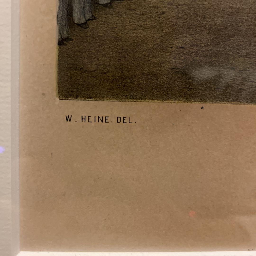【保証書/鑑定書付き】黒船来航 ペリー提督横浜上陸 石版画 ハイネ作