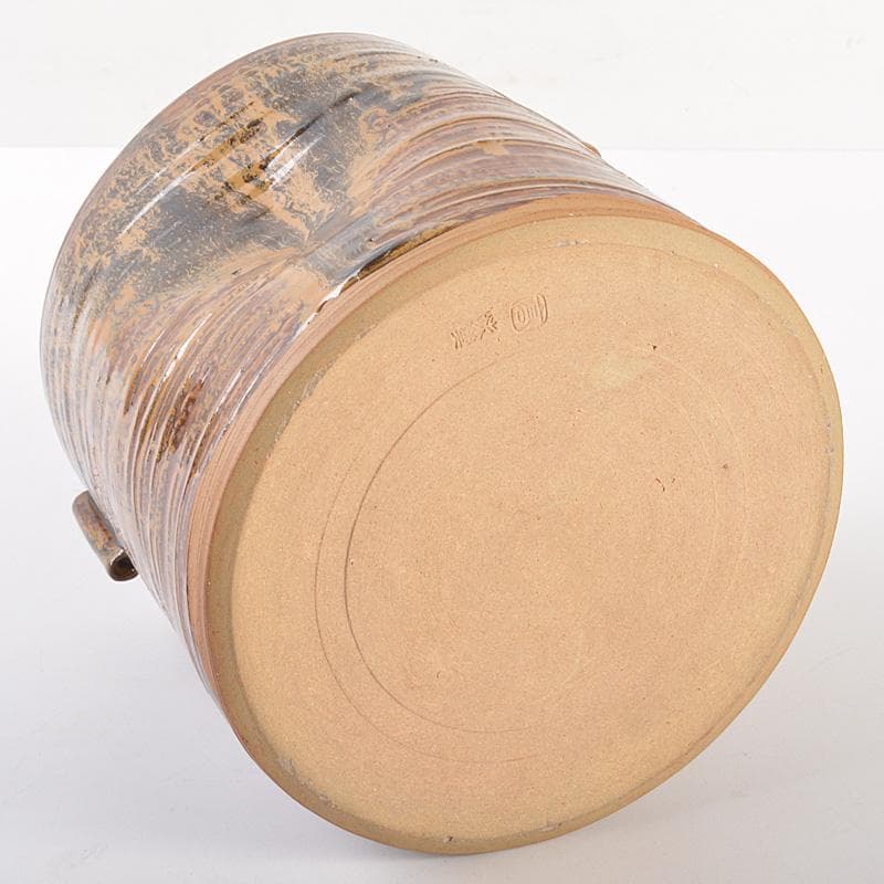 高取焼　亀井味楽造　耳付水指　漆塗蓋付　裏千家十四代淡々斎極箱　M　R7542