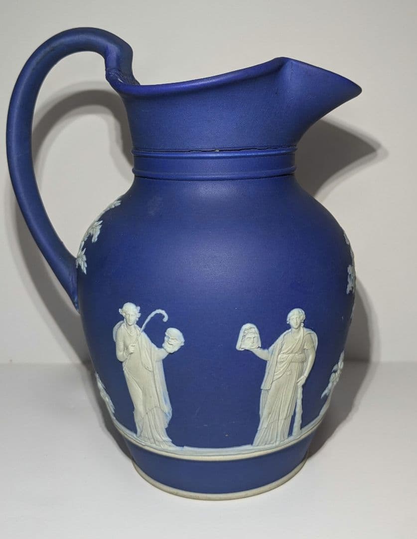 ウェッジウッド　1900年頃製造　ディップドブルー　ジャスパーウェア　ピッチャー