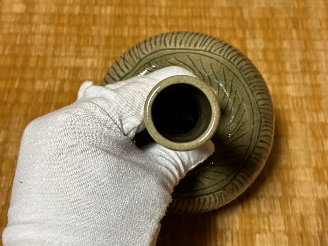 虫明焼 【黒井 千左】鶴首 花入 花瓶 共箱