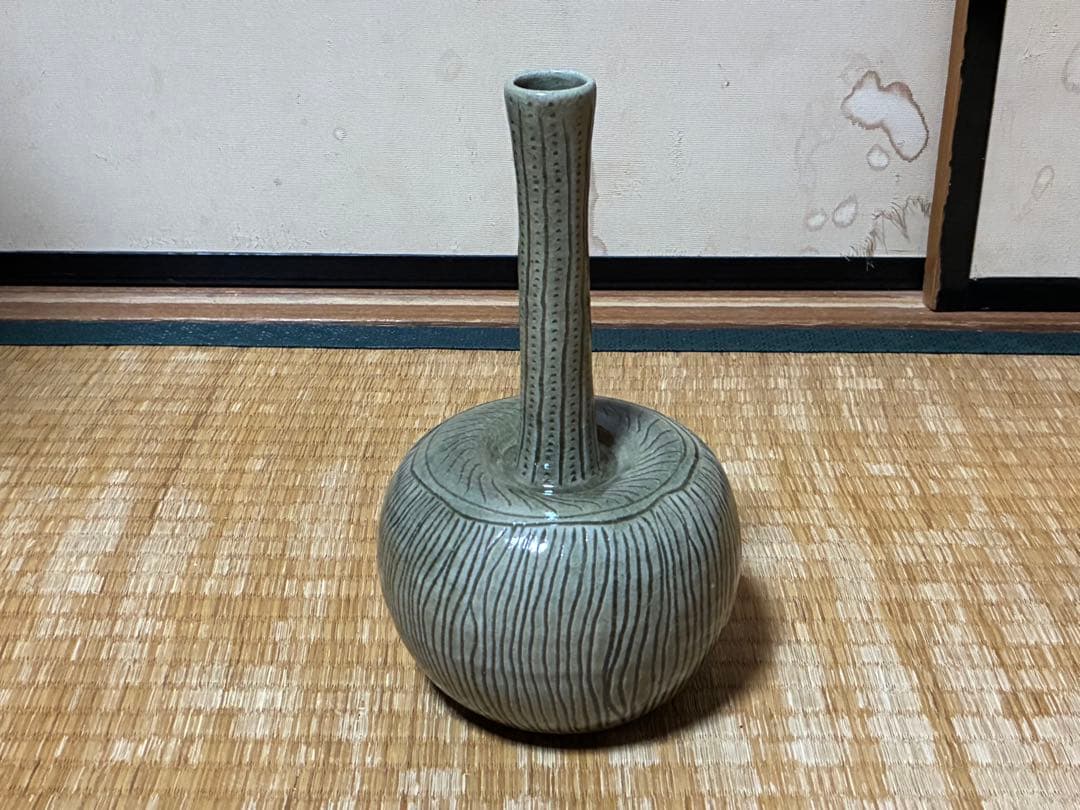 虫明焼 【黒井 千左】鶴首 花入 花瓶 共箱