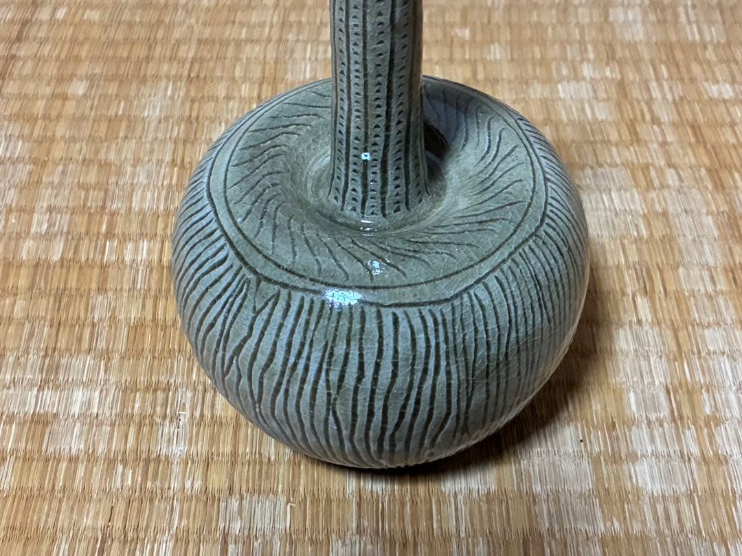 虫明焼 【黒井 千左】鶴首 花入 花瓶 共箱