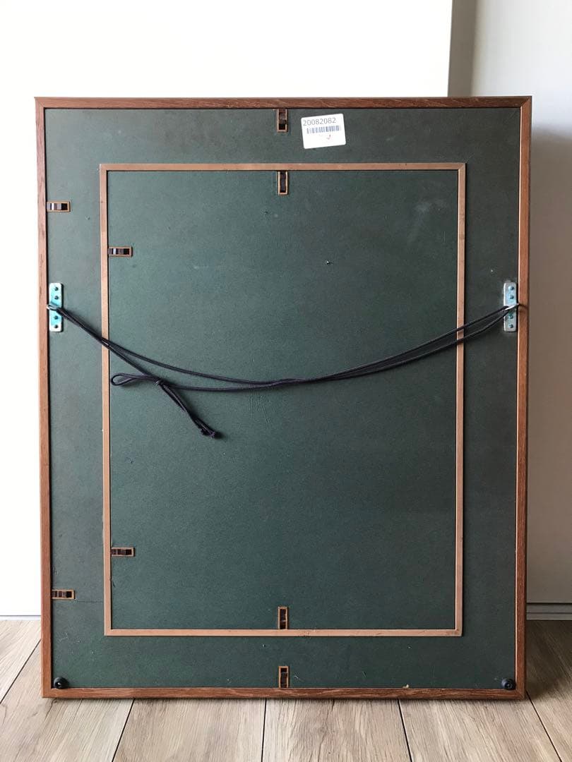 真作　上野泰郎　油絵　油彩画　木の下の人々　金地　キリスト教　額装　サイン入り